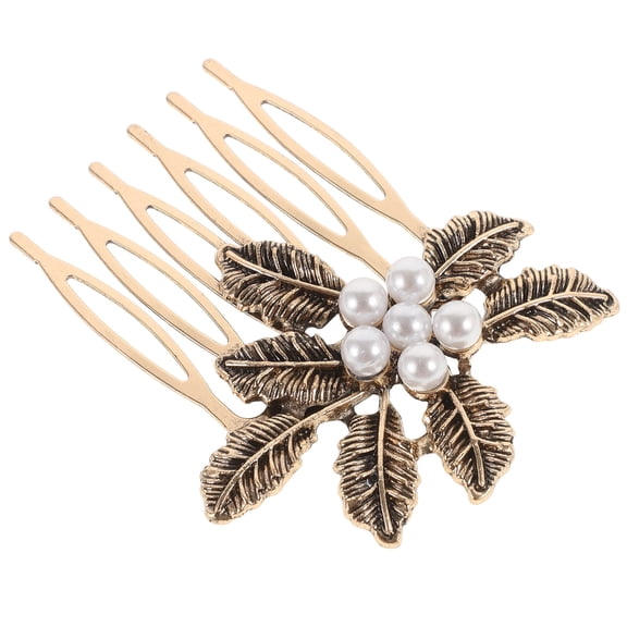LOLIPPYY Vintage Style Bridal Hair Accessories Golden Leaf Hair Comb for Formal Occasions