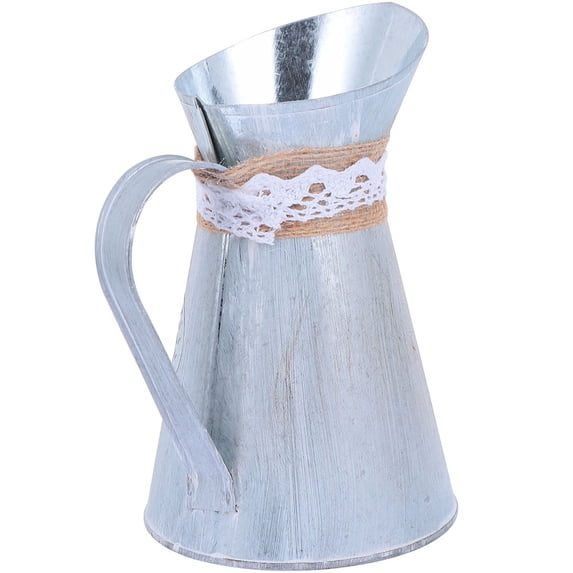 LOLIPPYY Vintage Style Decorative Iron Metal Flower Pot in Light Grey ...