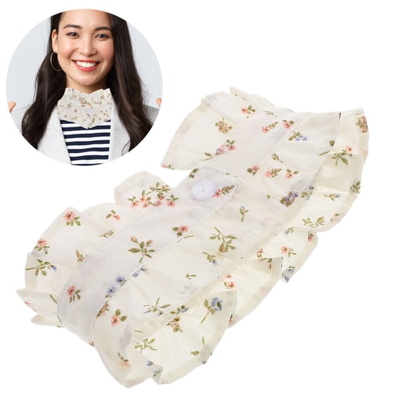 LOLIPPYY Vintage Floral Pleated Blouse Collar with Ruffled Edge Detachable Fake Collar Accessory for Women