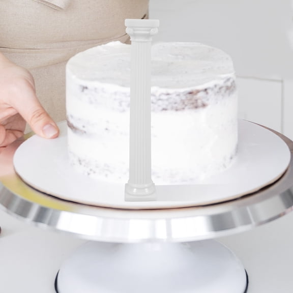 LOLIPPYY Vintage White Plastic Pillars for Multilayer Cake Decoration and Support