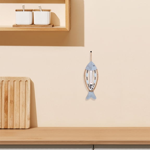 LOLIPPYY Vintage Style Wooden Fish Bone Thermometer for Nautical Garden and Patio Wall Art