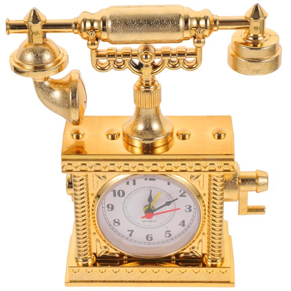 LOLIPPYY Vintage Telephone Model ABS Retro Telephone Decor Golden Desktop Ornament for Home and Office
