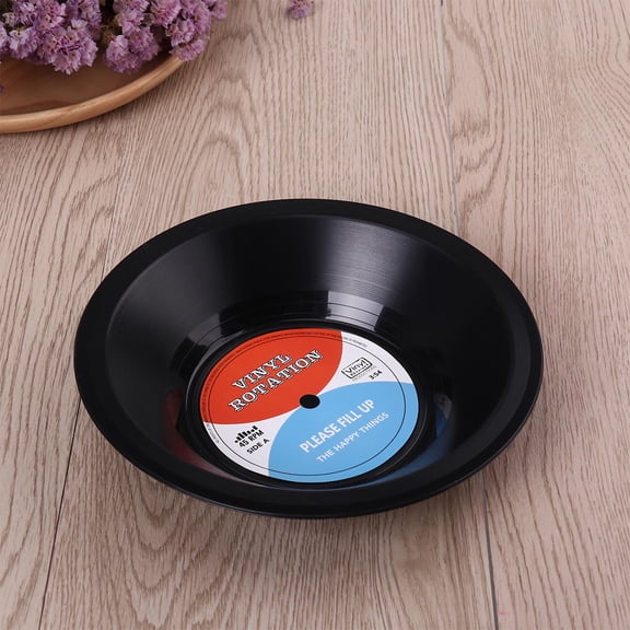 LOLIPPYY Vinyl Bowls Music Decor For Party Fruit Display Black 1Pack