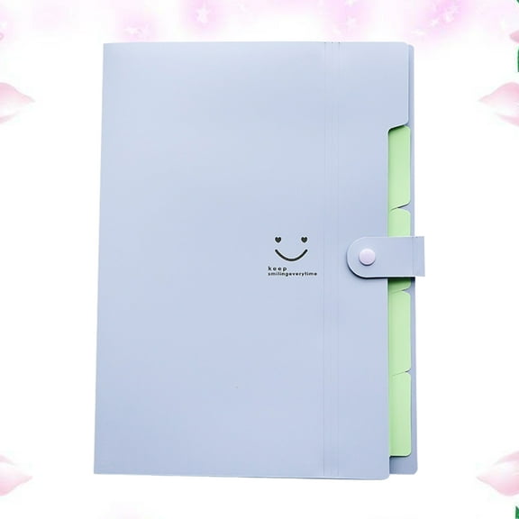 LOLIPPYY Violet Expanding File Folder with Snap Closure for Home Office School Use 5 Pockets PP Material