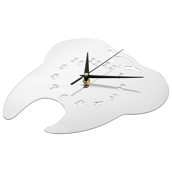 LOLIPPYY Wall Clock Decorative Tooth Shaped Silent Acrylic Indoor Use 1Set