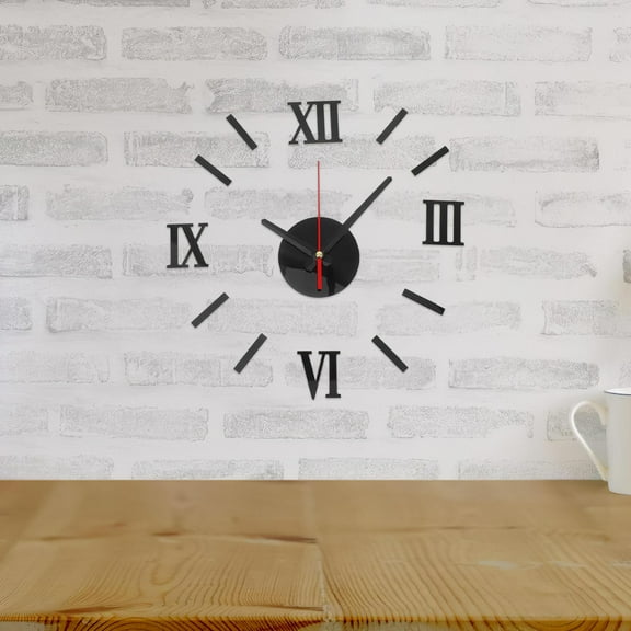 LOLIPPYY Wall Clock Home Decoration Analog Wall Clock Roman Numerals Acrylic Silent Movement for Office 1Pack