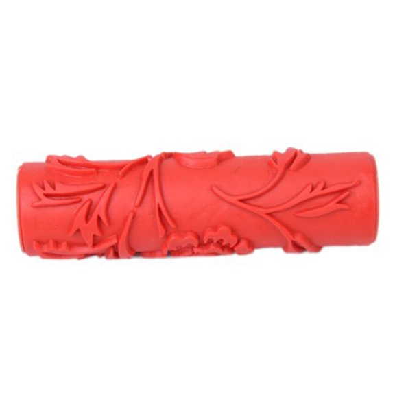 LOLIPPYY Wall Decoration Painting Roller with Red Plastic Handle Rubber Roller for Floral Pattern Designs