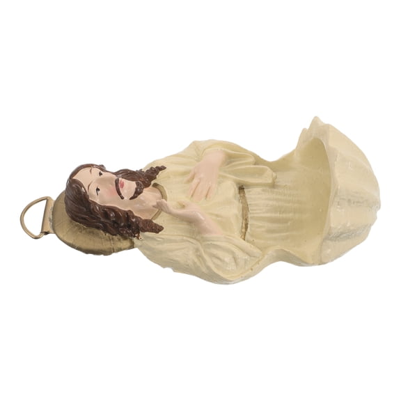 LOLIPPYY Wall Hanging Holy Water Font in Resin with Traditional Catholic Symbolism Light Yellow