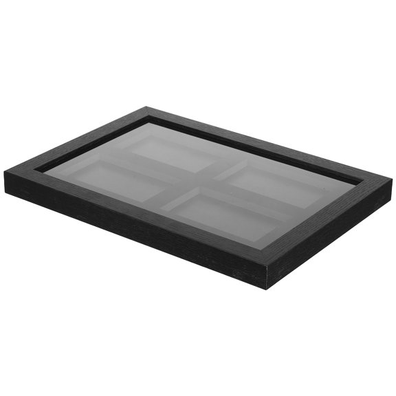 LOLIPPYY Wall Mounted Card Holder Display Frame in Black with 4 Slots for Trading Card Organization