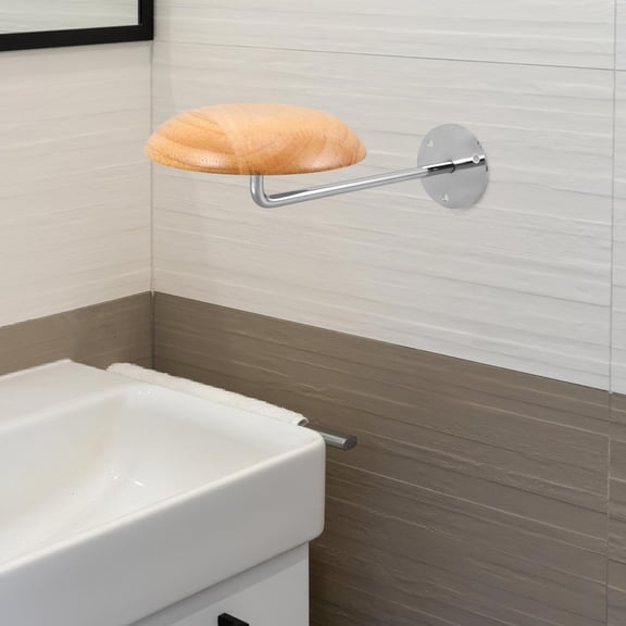 LOLIPPYY Wall Mounted Hat Display Stand Solid Wood Rack with Silver Hooks for Baseball Caps and Fedora