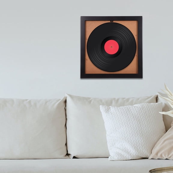 LOLIPPYY Black Wood Vinyl Record Frame with Protective Display for Wall Mounted Record Album Covers