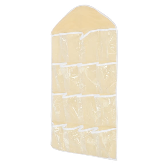 LOLIPPYY Wardrobe Organizer Beige Over Door Storage Bag with Transparent Window and 16 Compartments