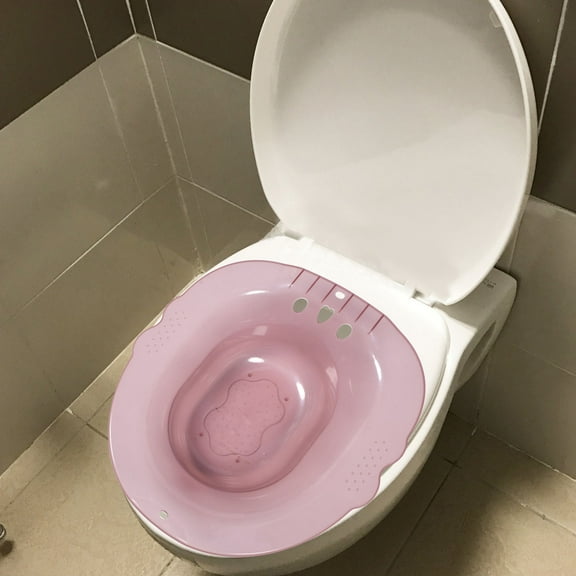 LOLIPPYY Wash Basin for Elderly Plastic Sitz Bath Pink Double Ear Handle 1Set