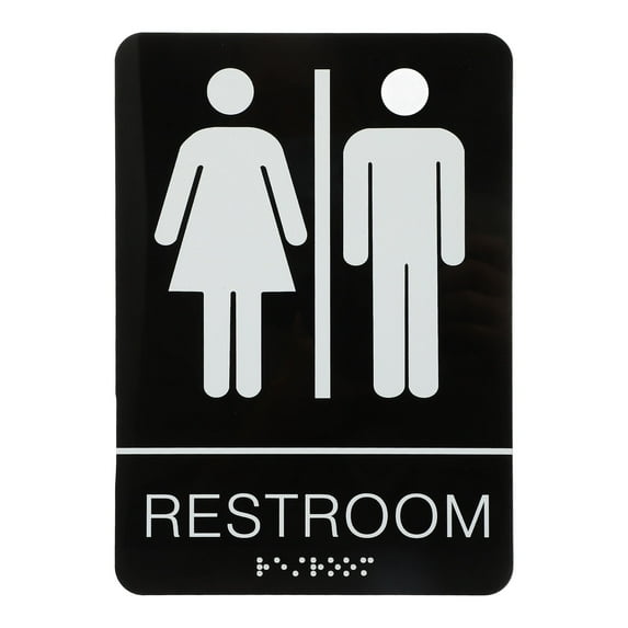 LOLIPPYY Washroom Signs Acrylic Black Rectangular Indoor Signage 1Pack