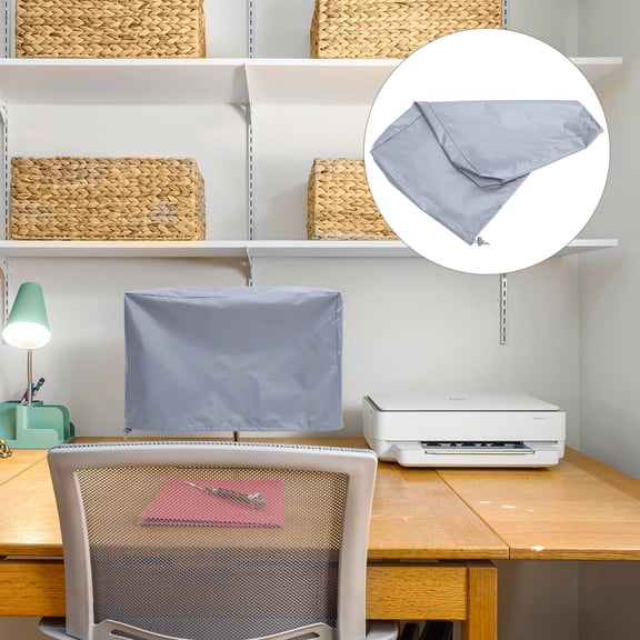 LOLIPPYY Water Resistant Grey Monitor Guard Cover for Computer Screens with Easy Storage