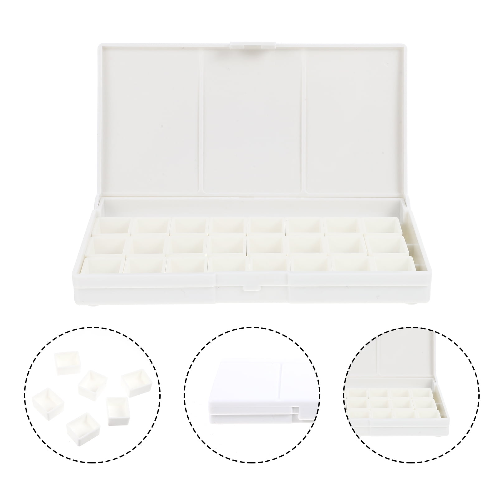 LOLIPPYY Watercolor Palette Empty Compartments Color Box Plastic White ...