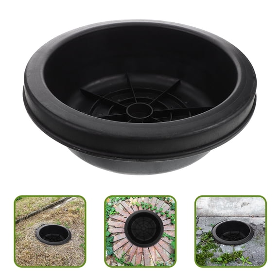 LOLIPPYY Waterproof Manhole Cover Black Plastic Circular for Landscaping Design in Yards 1Pack