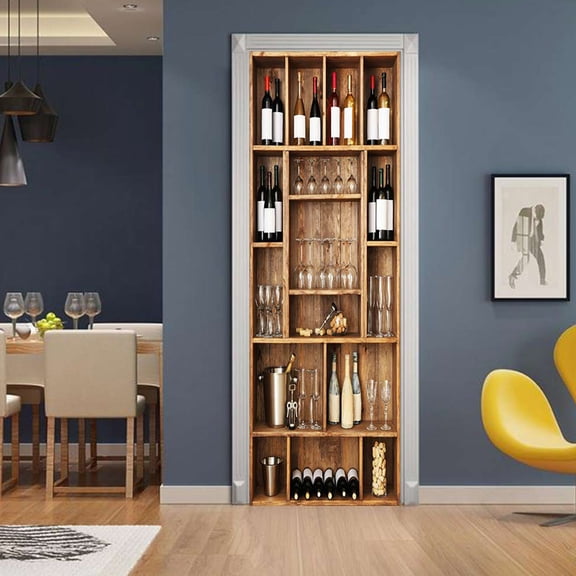 LOLIPPYY Waterproof Self Adhesive Door Sticker PVC Wall Mural for Interior Decoration