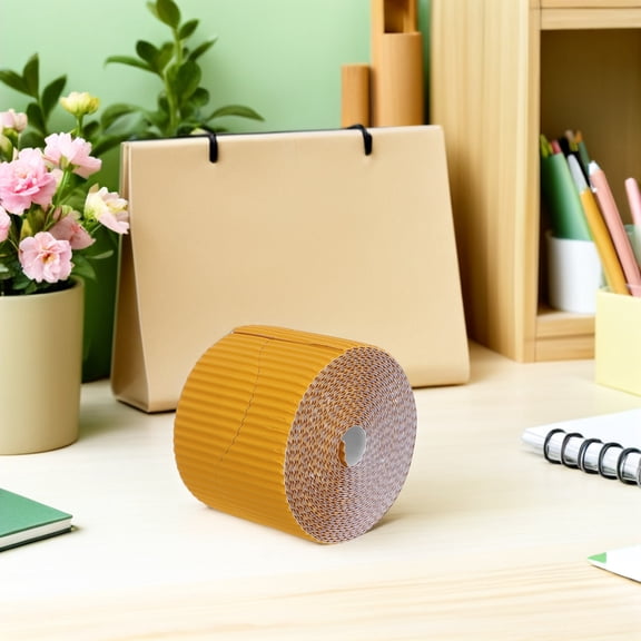 LOLIPPYY Wave Designed Yellow Corrugated Paper Roll for Crafts Bulletin Board and Decorative Trim