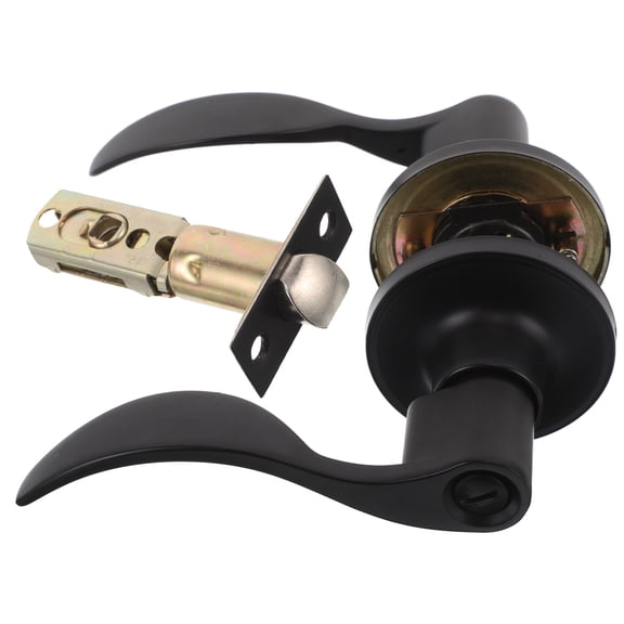 LOLIPPYY Wave Style Door Lever with Lock Matte Black Silent Interior Door Handle for Home Use