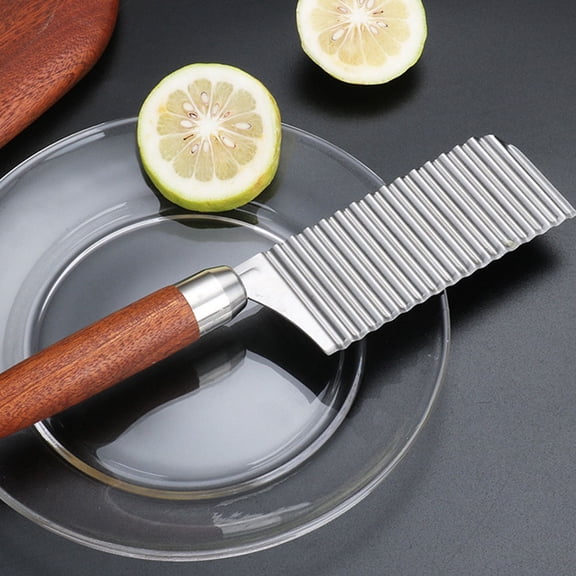 LOLIPPYY Stainless Steel Crinkle Fry Cutter for Potatoes Wavy Slicer Kitchen Tool for Home Use