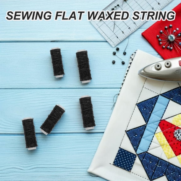 LOLIPPYY Black Waxed Flat Polyester Thread for Craft, Shoe Repair, Jewelry Making, and Various Sewing Projects