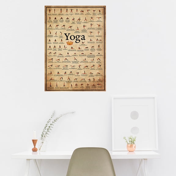 LOLIPPYY Wear Resistant Yoga Poses Chart Canvas Wall Poster for Bedroom Living Room Decor