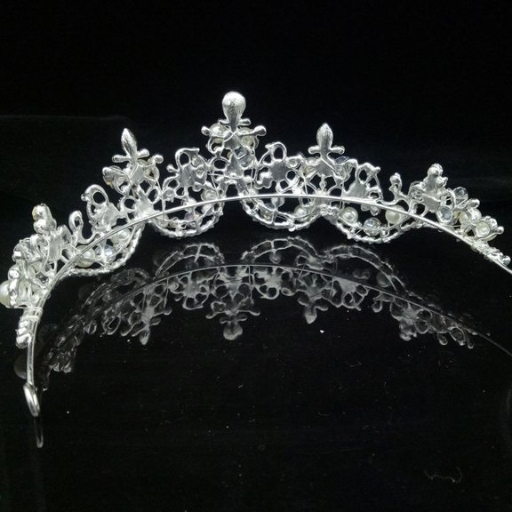 LOLIPPYY Wedding Bride Crown Headband in Silver with and Rhinestone Accents for Special Occasions