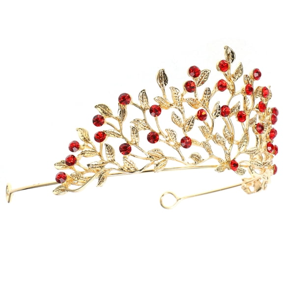 LOLIPPYY Wedding Crown Crown Headband Red 1Set Hair Piece for Weddings and Celebrations