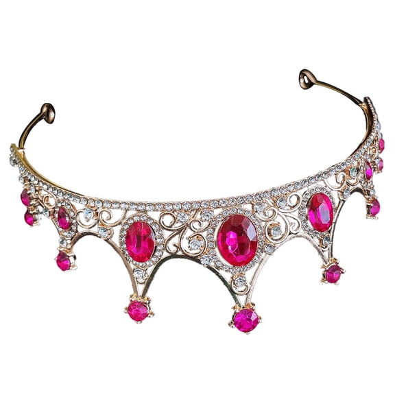 LOLIPPYY Wedding Crown for Bride Rhinestone Tiaras in Rosy Crystal Vintage Style Hair Jewelry