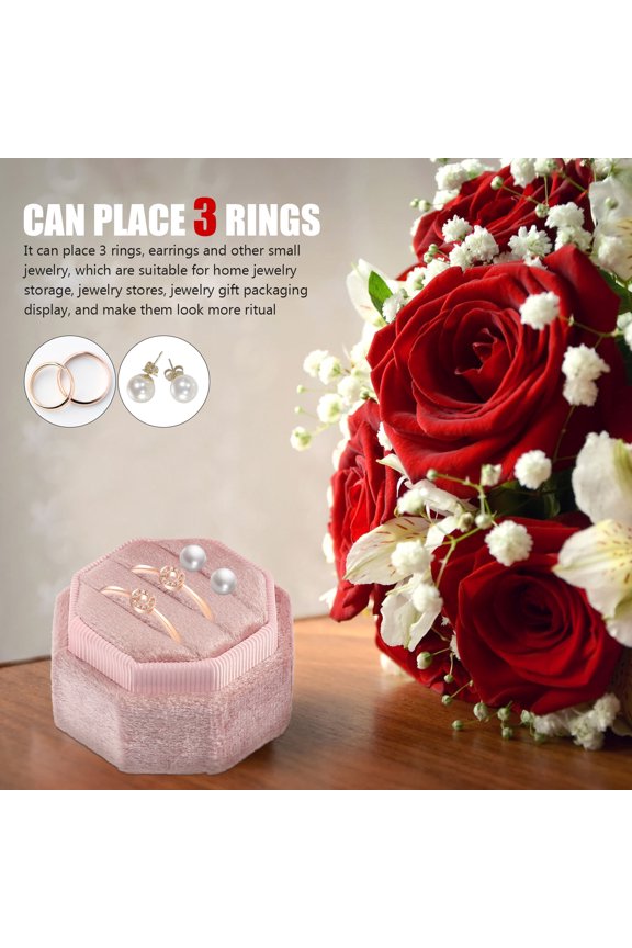 Wedding Rings Box in Pink for Storage and Display with Lightweight Portable Design