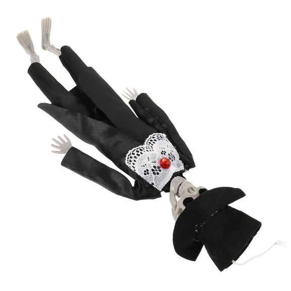 LOLIPPYY Wedding Themed Skeleton Statue Ornament for Indoor Decor Durable Black Plastic and Cloth 10.5 Inch