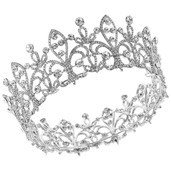 LOLIPPYY Wedding Tiara Round Rhinestone Crown for Engagements 1Pack