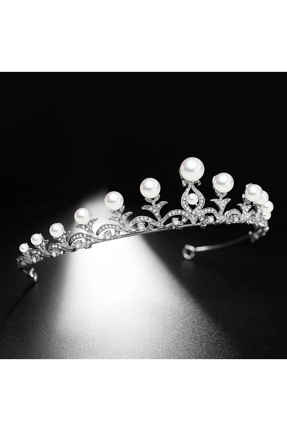 Wedding Veil Headband Rhinestone Crown Shape Silver 1Pack