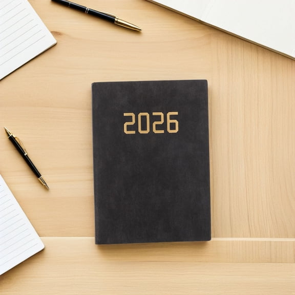 LOLIPPYY Weekly Planner Notebook 2026 with Holographic Black Cover and Monthly Calendar for Efficient Scheduling