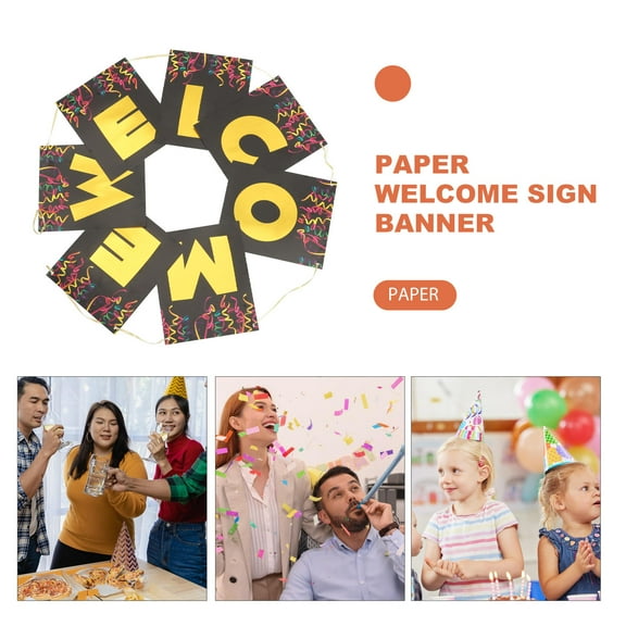 LOLIPPYY Welcome Back Banner For Office Black Paper Decoration Guests 1 Set