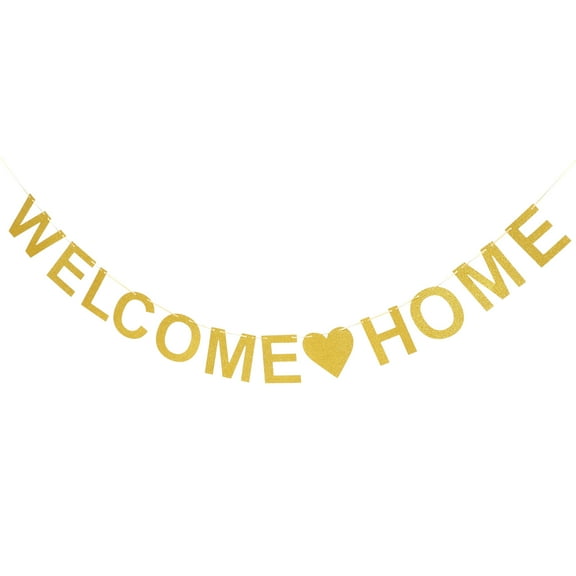 LOLIPPYY Welcome Home Banners For Party Golden Paper Fiber 1 Set Elegant Design Indoor