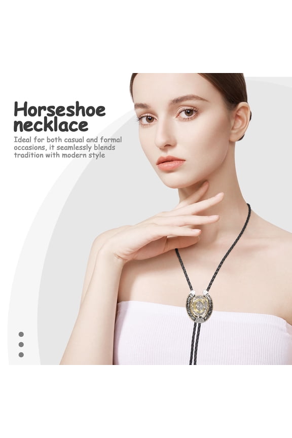 Western Style Cowboy Tie Necklace with Horseshoe Motif for Party and Costume