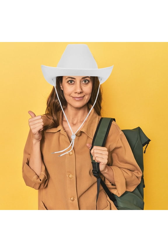 Western Style Hat Cowboy Hat White Felt with Paint for Unisex 1Pack