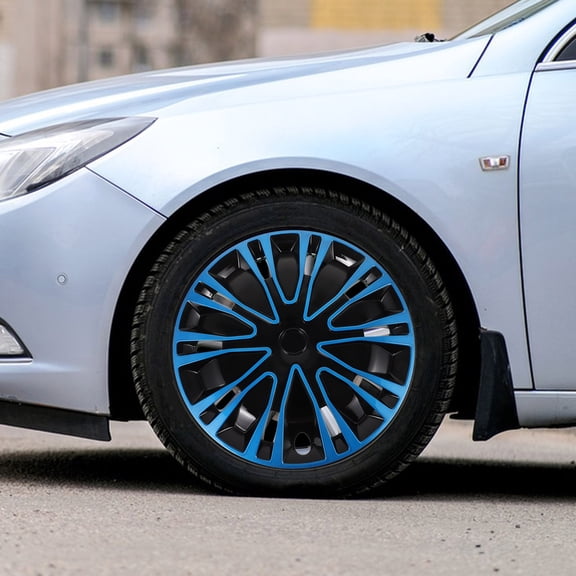 LOLIPPYY Universal 15 Inch Blue Car Hubcaps with Decorative Steel Ring and Easy Installation