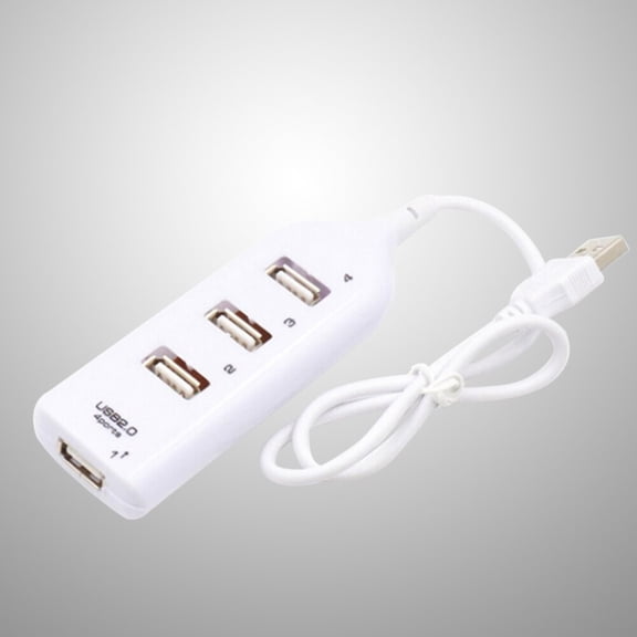 LOLIPPYY White 4-Port USB 2.0 Hub with Overload , LED Indicator, Compact Design for Fast Charging and Data Transfer