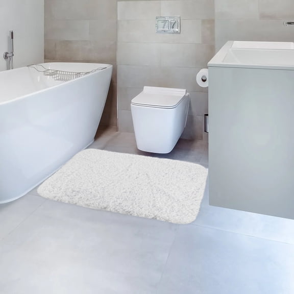 LOLIPPYY White Bathroom Rug Non Slip Floor Mat Soft Absorbent Carpet for Home Use