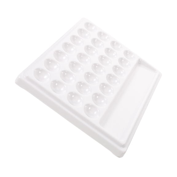LOLIPPYY White Ceramic Paint Palette Tray for Watercolor Acrylic and Oil Painting with Large Mixing Wells