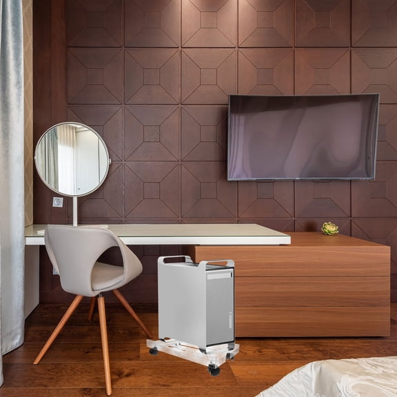 LOLIPPYY White Desktop Pc Stand with Wheels Mobile CPU Cart for Easy Movement and Storage