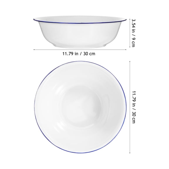 LOLIPPYY White Enamel Basin Thick Sturdy Large Capacity Bowl for Washing Vegetables and Storage
