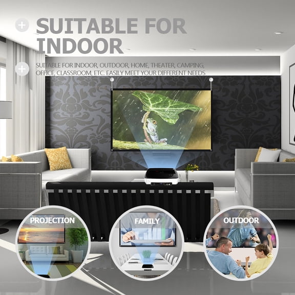 LOLIPPYY White Foldable Projector Screen Polyester Material for Home Outdoor Theater Camping Use