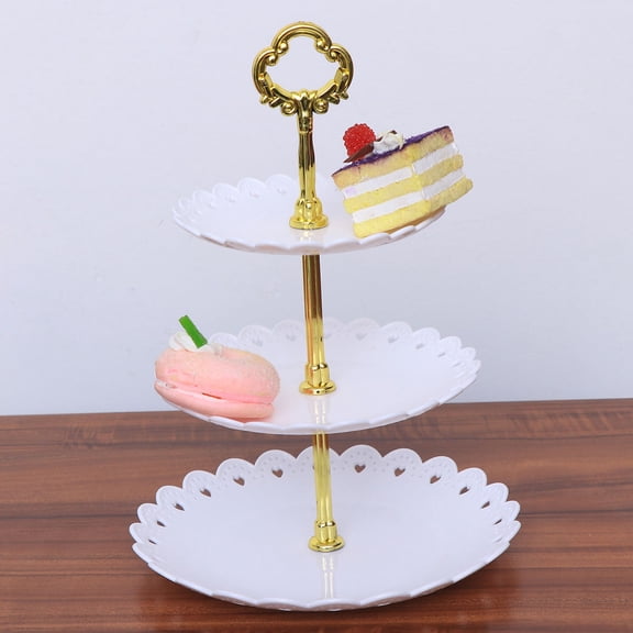 LOLIPPYY White Fruit Cake Plate Stand Elegant for Birthday Party 1 Set