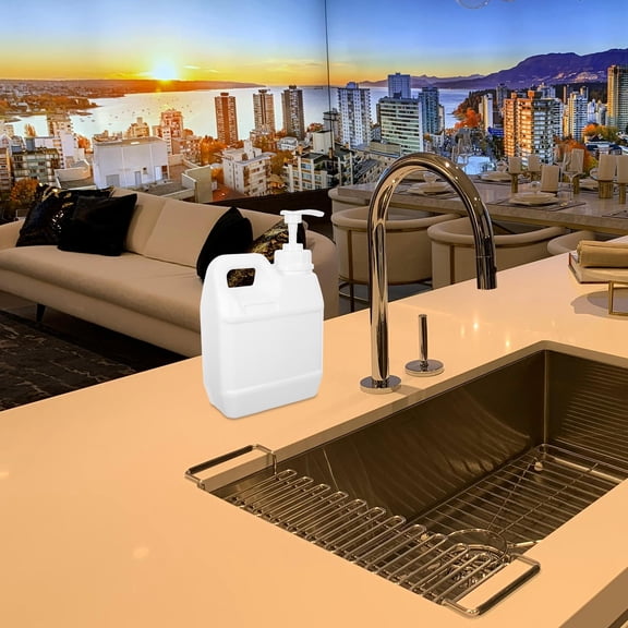 LOLIPPYY White HDPE Pump Bottle with Mechanical Spring for Storage Use Reusable and 1L