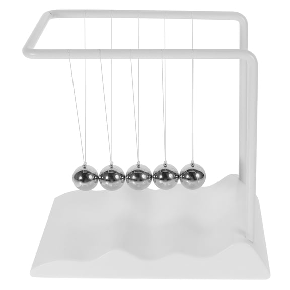LOLIPPYY White Iron Newton Pendulum Balls Decoration for Home and Classroom 5 Piece Set