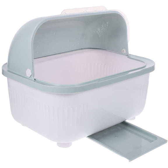 LOLIPPYY White Kitchen Cutlery Draining Box with Lid, Lightweight PP Material Storage Organizer for Home Use